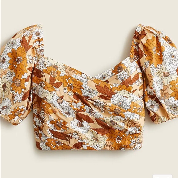 J. Crew Tops - J.Crew Puff-sleeve organic cotton cropped top in zinnia floral